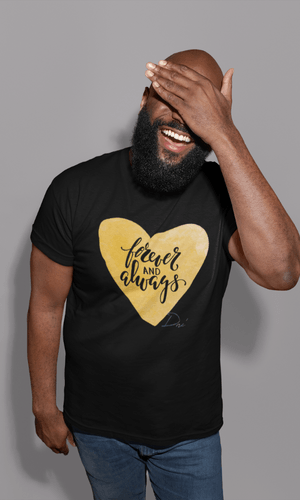 Gold Heart-Short Sleeve Unisex LOVE T-Shirt